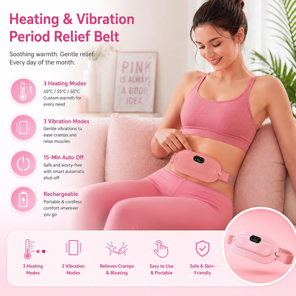 Period Pain Relief Heating and Massaging Pad